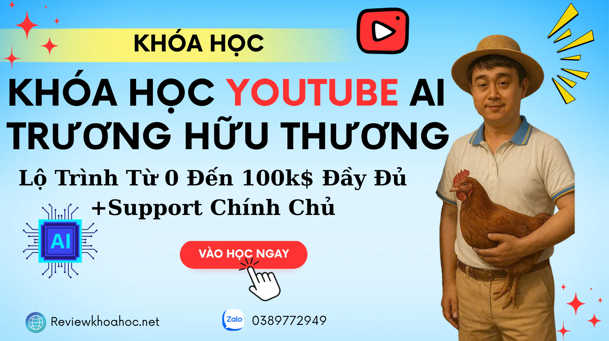 Khóa học YouTube AI Trương Hữu Thương – Lộ trình thực chiến từ 0 đến 100K$