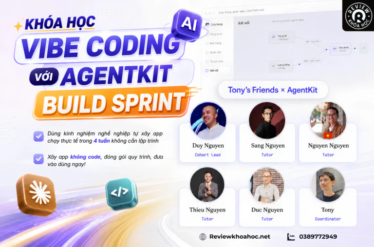 Anh bai viet khoa hoc vibe coding voi agentkit — build sprint tonys friends × agentkit