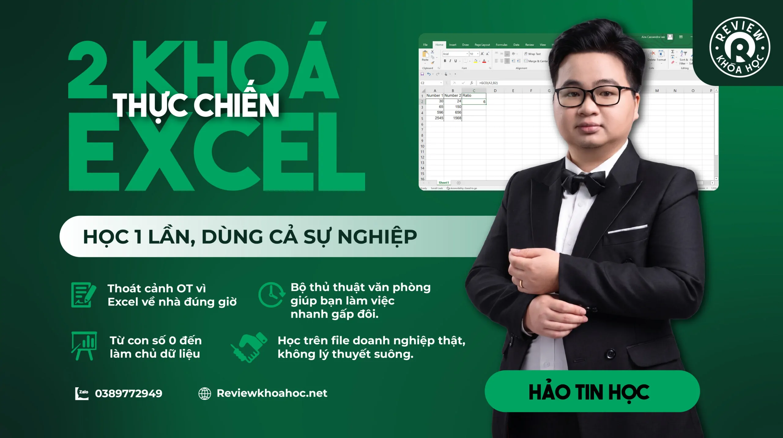Khóa học Excel từ cơ bản tới nâng cao – Hảo Tin Học – Thoát cảnh OT vì Excel – Về nhà đúng giờ chỉ sau một lộ trình thực tế