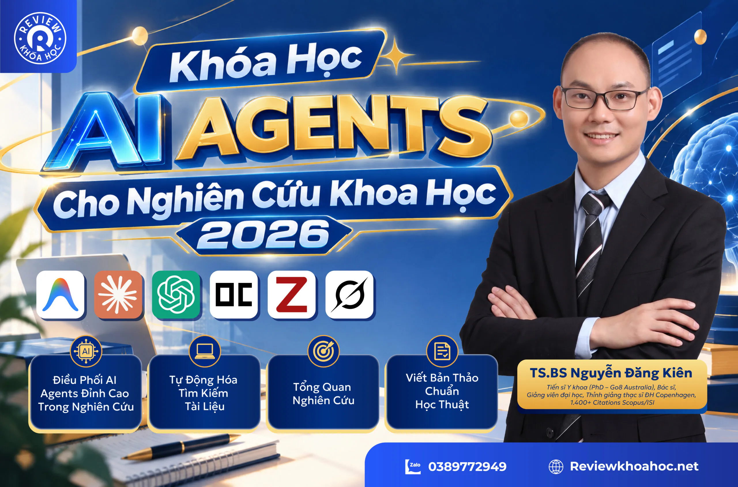 Khóa học ai agents cho nghiên cứu khoa học 2026 – ts. Bs nguyễn đăng kiên – điều phối trợ lý ai tìm kiếm tài liệu, tổng quan nghiên cứu & viết bản thảo chuẩn học thuật 1 Ảnh bài viết - khóa học ai agents cho nghiên cứu khoa học 2026 – ts. Bs nguyễn đăng kiên