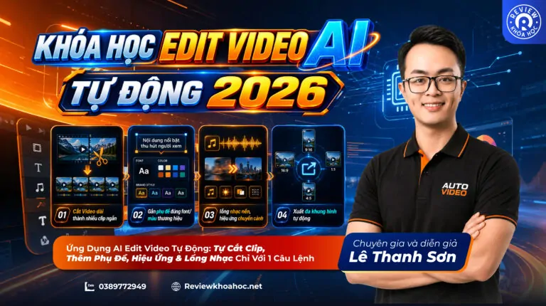 Khóa học edit video ai tự động 2026 – lê thanh sơn – ứng dụng ai edit video tự động: tự cắt clip, thêm phụ đề, hiệu ứng & lồng nhạc chỉ với 1 câu lệnh