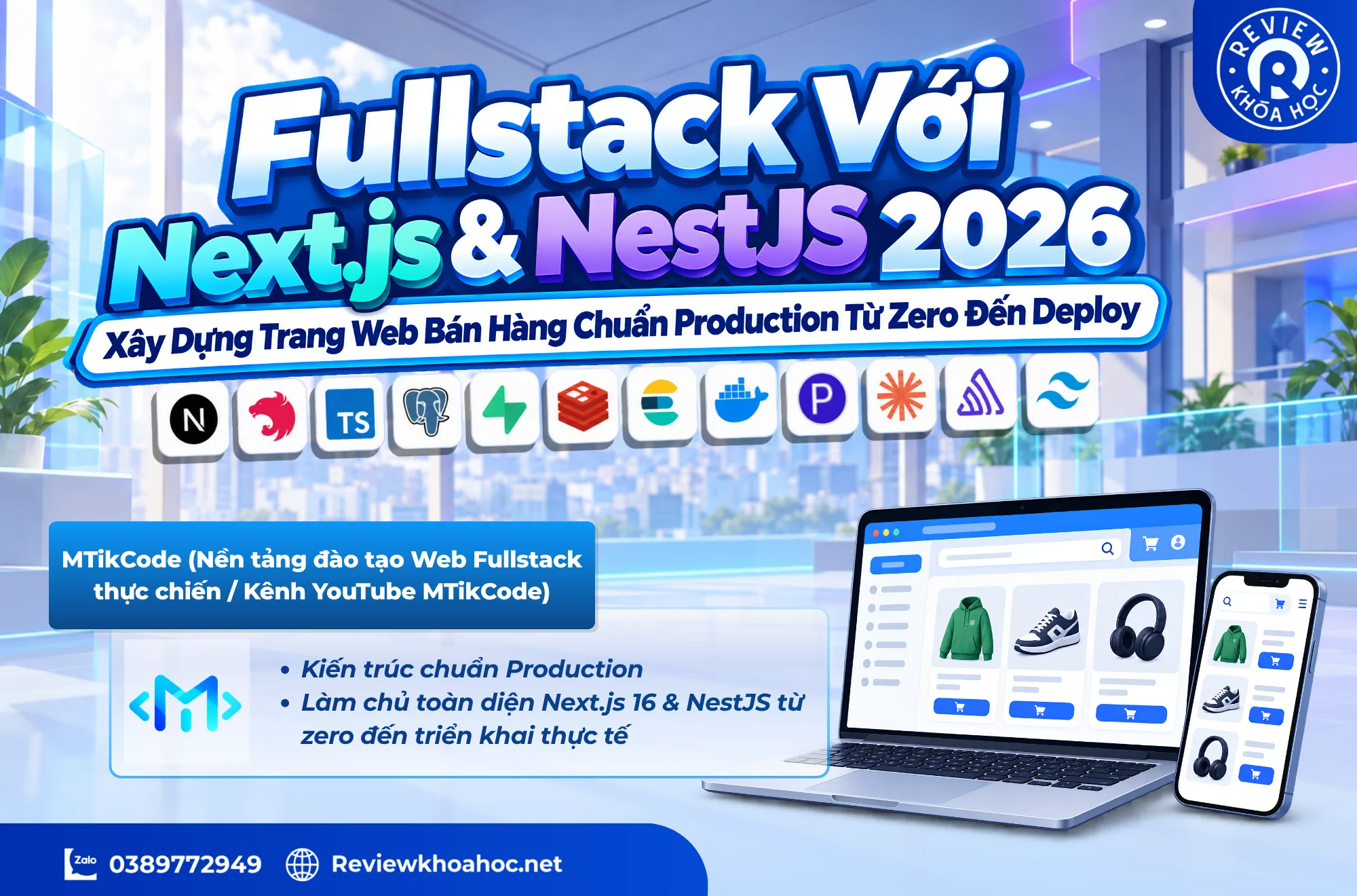 Khóa học fullstack với next. Js & nestjs 2026: xây dựng trang web bán hàng – mtikcode – kiến trúc ecommerce chuẩn production từ con số 0 2 Ảnh bài viết- fullstack với next. Js & nestjs 2026_ xây dựng trang web bán hàng chuẩn production từ zero đến deploy - mtikcode