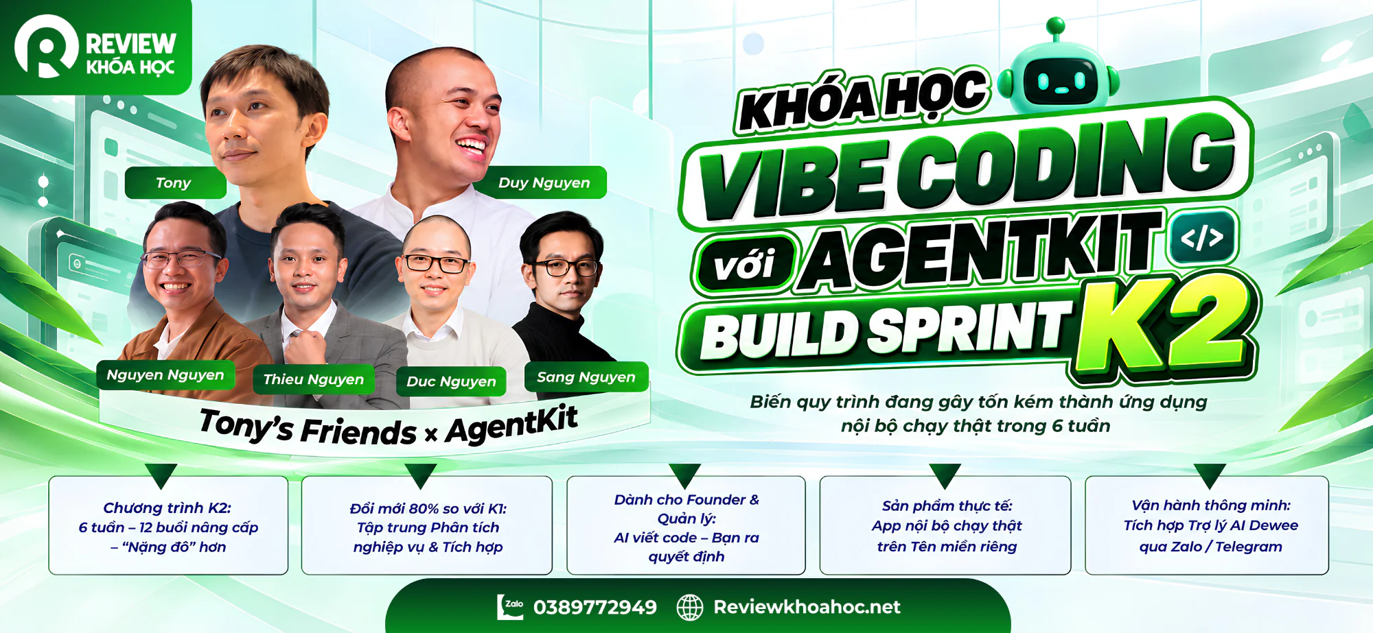 Anh banner chu nhat nho khoa hoc vibe coding voi agentkit build sprint k2 – tonys friends × agentkit