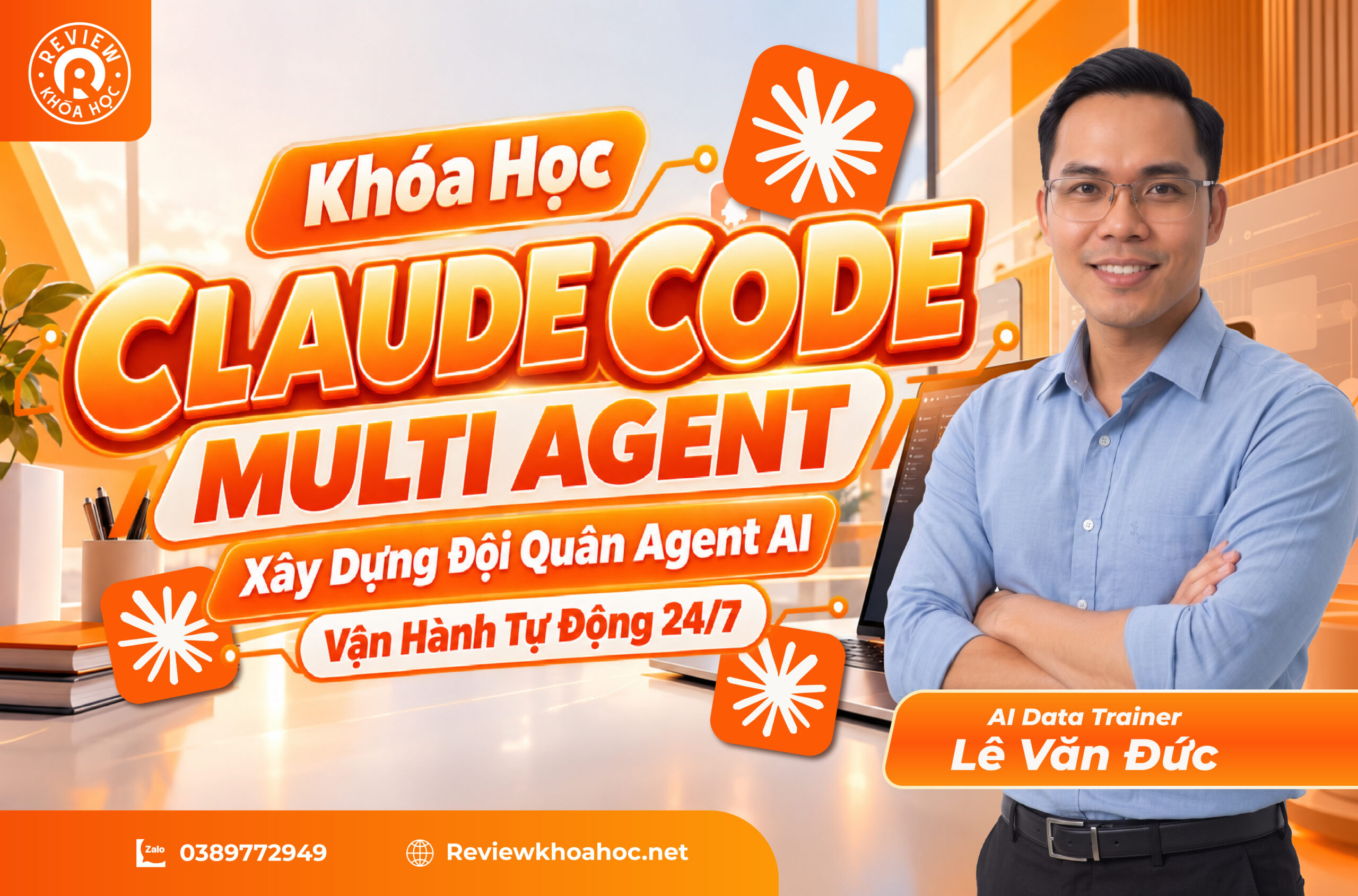 Khóa học claude code multi agent - trainer lê văn đức | xây dựng đội quân agent ai vận hành tự động 24/7 1 Anh bai viet khoa hoc claude code multi agent trainer le van duc scaled