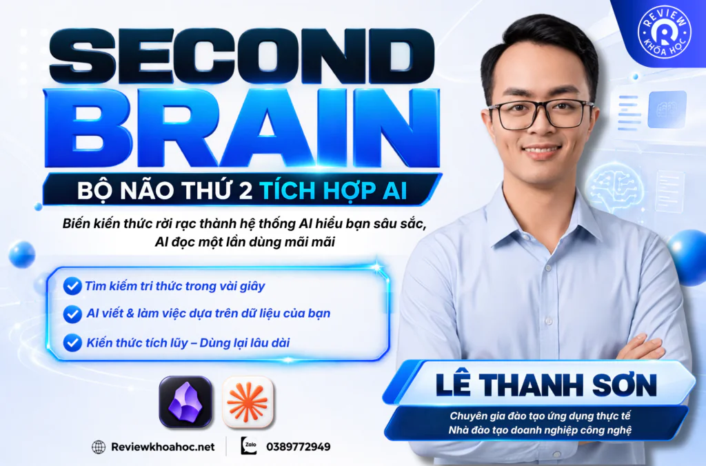 Khóa học second brain – bộ não thứ 2 – lê thanh sơn – xây hệ thống kiến thức cá nhân tích hợp ai trên obsidian, giúp ai đọc một lần và hiểu bạn để dùng mãi mãi 1 Khóa học second brain lê thanh sơn
